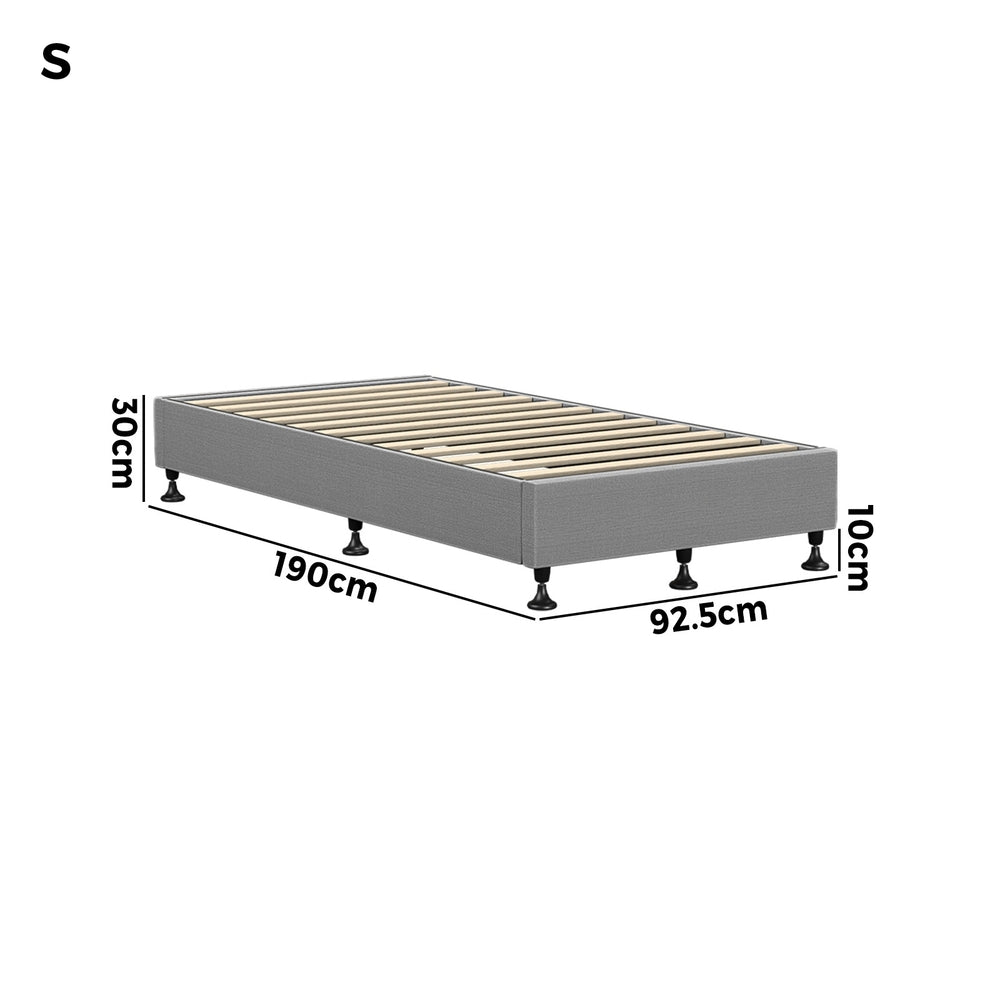 Oikiture Bed Frame Single Size Fabric Grey