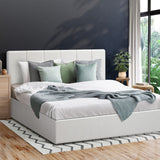 Oikiture Bed Frame Double Size Gas Lift Base PU Leather ZOE - 45-Degree Angle