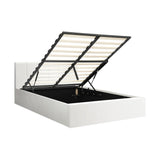 Oikiture Bed Frame Double Size Gas Lift Base PU Leather ZOE