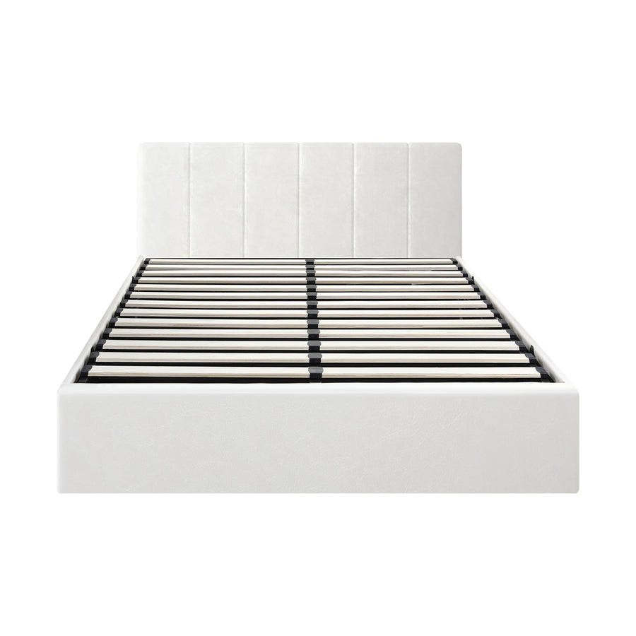 Oikiture Bed Frame Double Size Gas Lift Base PU Leather ZOE, image 4