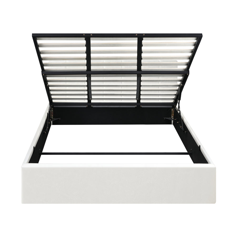 Oikiture Bed Frame King Size Gas Lift Base PU Leather ZOE, Gas Lift