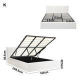Oikiture Bed Frame King Size Gas Lift Base PU Leather ZOE - 45-Degree Angle