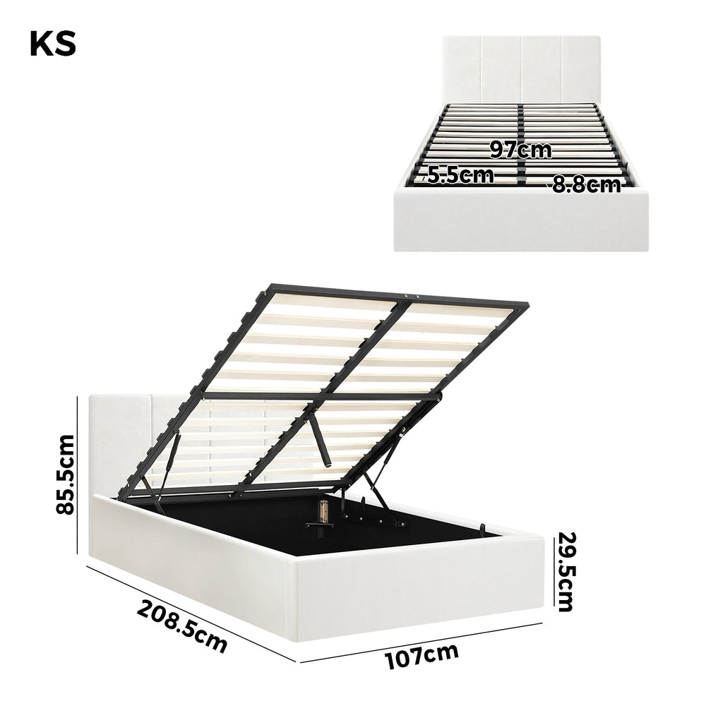 Oikiture Bed Frame King Single Gas Lift Base PU Leather ZOE