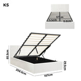 Oikiture Bed Frame King Single Gas Lift Base PU Leather ZOE