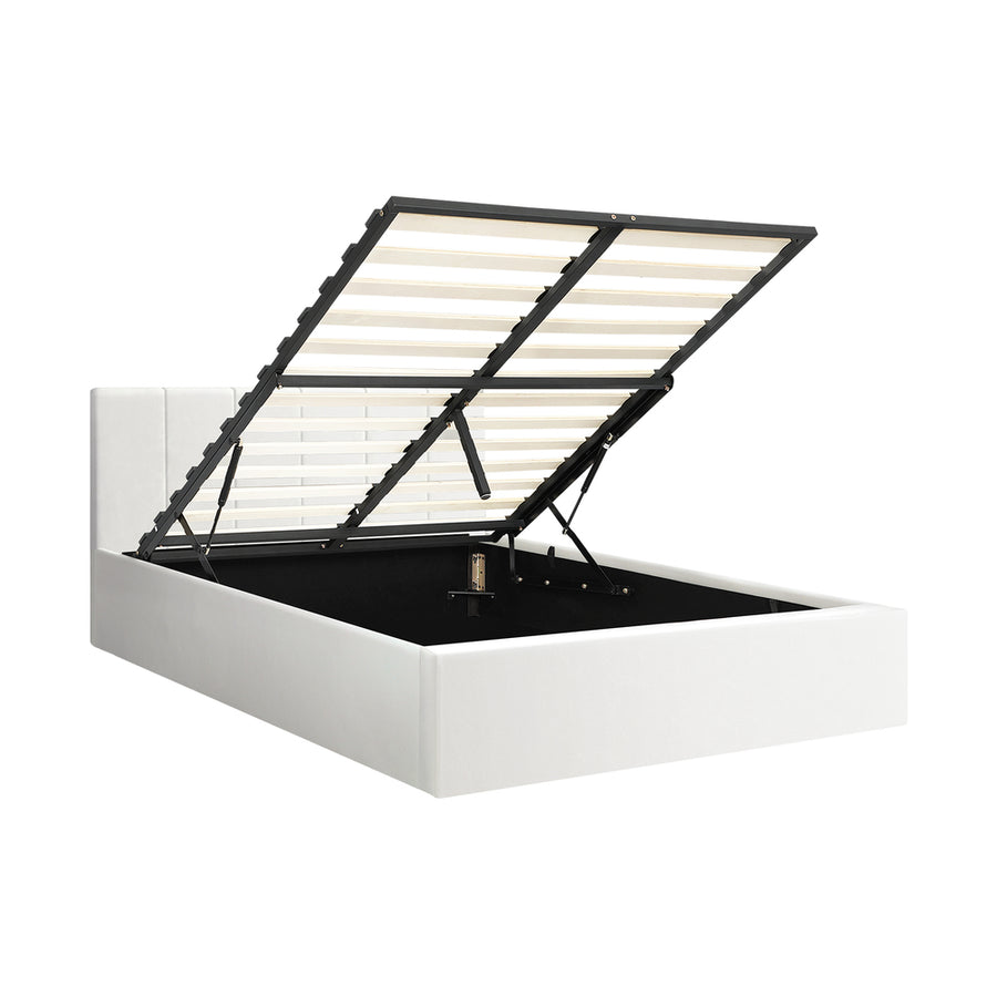 Oikiture Bed Frame Queen Size Gas Lift Base PU Leather ZOE