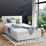 Oikiture Bed Frame Single Size Gas Lift Base PU Leather ZOE - 45-Degree Angle