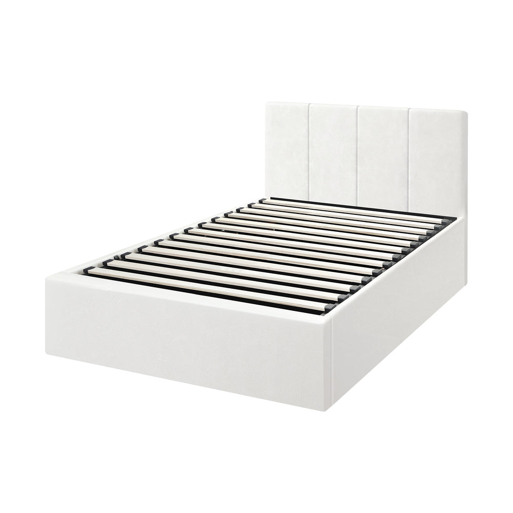Oikiture Bed Frame Single Size Gas Lift Base PU Leather ZOE