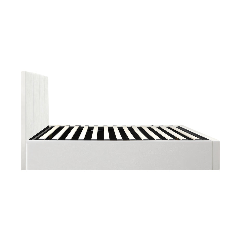 Oikiture Bed Frame Single Size Gas Lift Base PU Leather ZOE