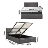 Oikiture Bed Frame With Mattress Set Double Size Gas Lift Grey BOSS