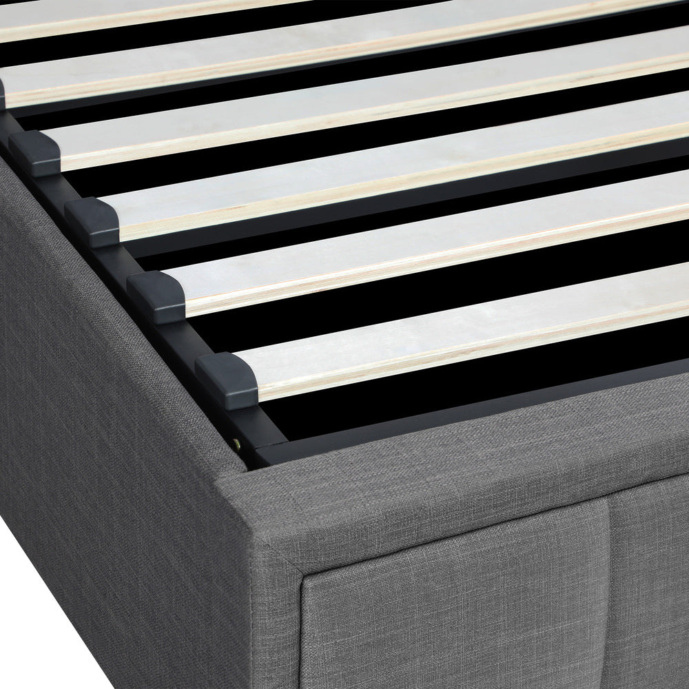 Oikiture Bed Frame With Mattress Set Double Size Gas Lift Grey BOSS