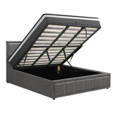 Oikiture Bed Frame With Mattress Set King Size Gas Lift Grey BOSS