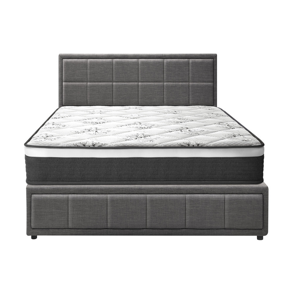 Oikiture Bed Frame With Mattress Set King Size Gas Lift Grey BOSS