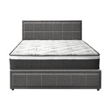 Oikiture Bed Frame With Mattress Set King Size Gas Lift Grey BOSS - Low Angle