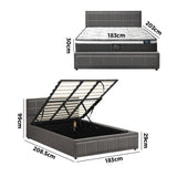 Oikiture Bed Frame With Mattress Set King Size Gas Lift Grey BOSS