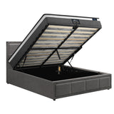 Oikiture Bed Frame With Mattress Set King Single Gas Lift Grey BOSS