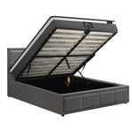 Oikiture Bed Frame With Mattress Set King Single Gas Lift Grey BOSS