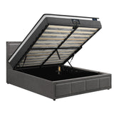 Oikiture Bed Frame With Mattress Set King Single Gas Lift Grey BOSS