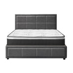 Oikiture Bed Frame With Mattress Set King Single Gas Lift Grey BOSS, image 4