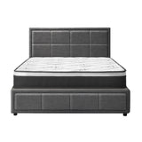 Oikiture Bed Frame With Mattress Set King Single Gas Lift Grey BOSS - Top-Down View