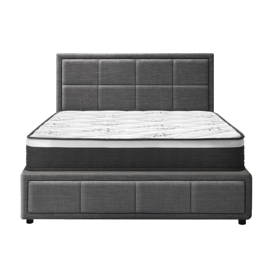Oikiture Bed Frame With Mattress Set King Single Gas Lift Grey BOSS, image 4