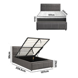 Oikiture Bed Frame With Mattress Set King Single Gas Lift Grey BOSS - Side View