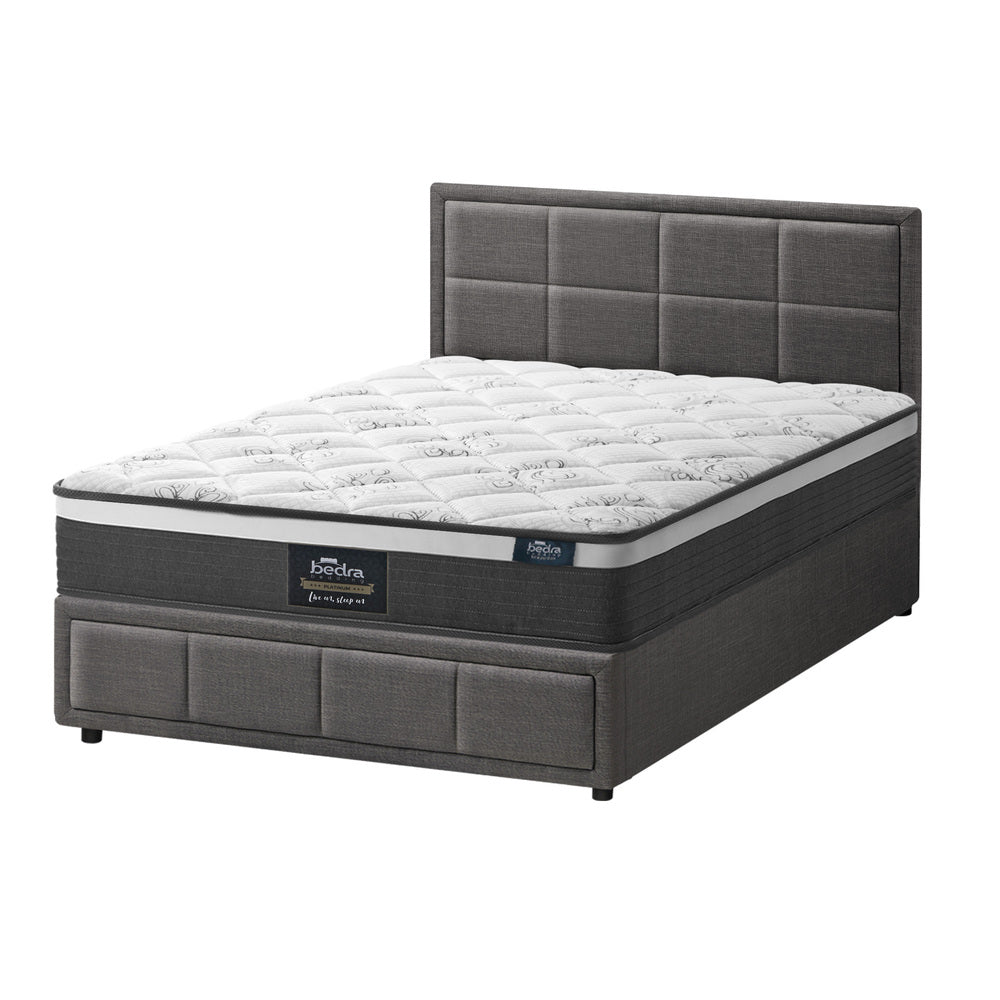 Oikiture Bed Frame With Mattress Set King Single Gas Lift Grey BOSS