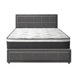 Oikiture Bed Frame With Mattress Set Queen Size Gas Lift Grey BOSS