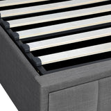 Oikiture Bed Frame With Mattress Set Queen Size Gas Lift Grey BOSS - Close-Up Angle