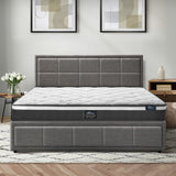 Oikiture Bed Frame With Mattress Set Queen Size Gas Lift Grey BOSS - Side View