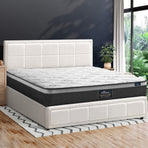 Oikiture Bed Frame With Mattress Set Double Size Gas Lift White BOSS