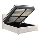 Oikiture Bed Frame With Mattress Set Double Size Gas Lift White BOSS