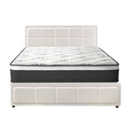 Oikiture Bed Frame With Mattress Set Double Size Gas Lift White BOSS