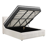 Oikiture Bed Frame With Mattress Set King Size Gas Lift White BOSS