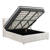 Oikiture Bed Frame With Mattress Set King Size Gas Lift White BOSS