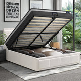 Oikiture Bed Frame With Mattress Set King Single Gas Lift White BOSS