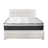 Oikiture Bed Frame With Mattress Set Queen Size Gas Lift White BOSS