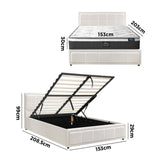 Oikiture Bed Frame With Mattress Set Queen Size Gas Lift White BOSS - Low Angle