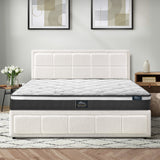 Oikiture Bed Frame With Mattress Set Queen Size Gas Lift White BOSS - Extra Image