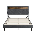 Oikiture Bed Frame with LED Storage Bedhead Double Size NOVI