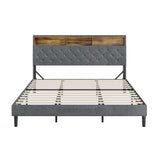 Oikiture Bed Frame with LED Storage Bedhead King Size NOVI - Extra Image
