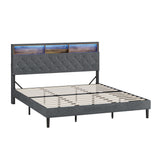 Oikiture Bed Frame with LED Storage Bedhead King Size NOVI - Low Angle