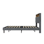 Oikiture Bed Frame with LED Storage Bedhead King Size NOVI