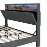 Oikiture Bed Frame with LED Storage Bedhead King Size NOVI - Rear View