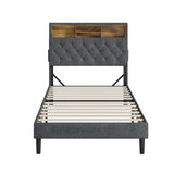 Oikiture Bed Frame with LED Storage Bedhead King Single Size NOVI - Top-Down View