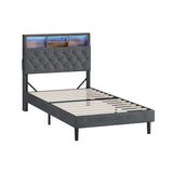 Oikiture Bed Frame with LED Storage Bedhead King Single Size NOVI - 45-Degree Angle