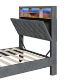 Oikiture Bed Frame with LED Storage Bedhead King Single Size NOVI - Front View
