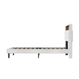 Oikiture Bed Frame King Single Size with LED Storage Bedhead White