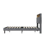 Oikiture Bed Frame with LED Storage Bedhead Queen Size NOVI