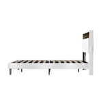 Oikiture Bed Frame Queen Size with LED Storage Bedhead White