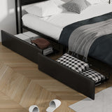 Oikiture 4x Trundle Drawers for Bed Frame with Wheels Metal Black - 45-Degree Angle